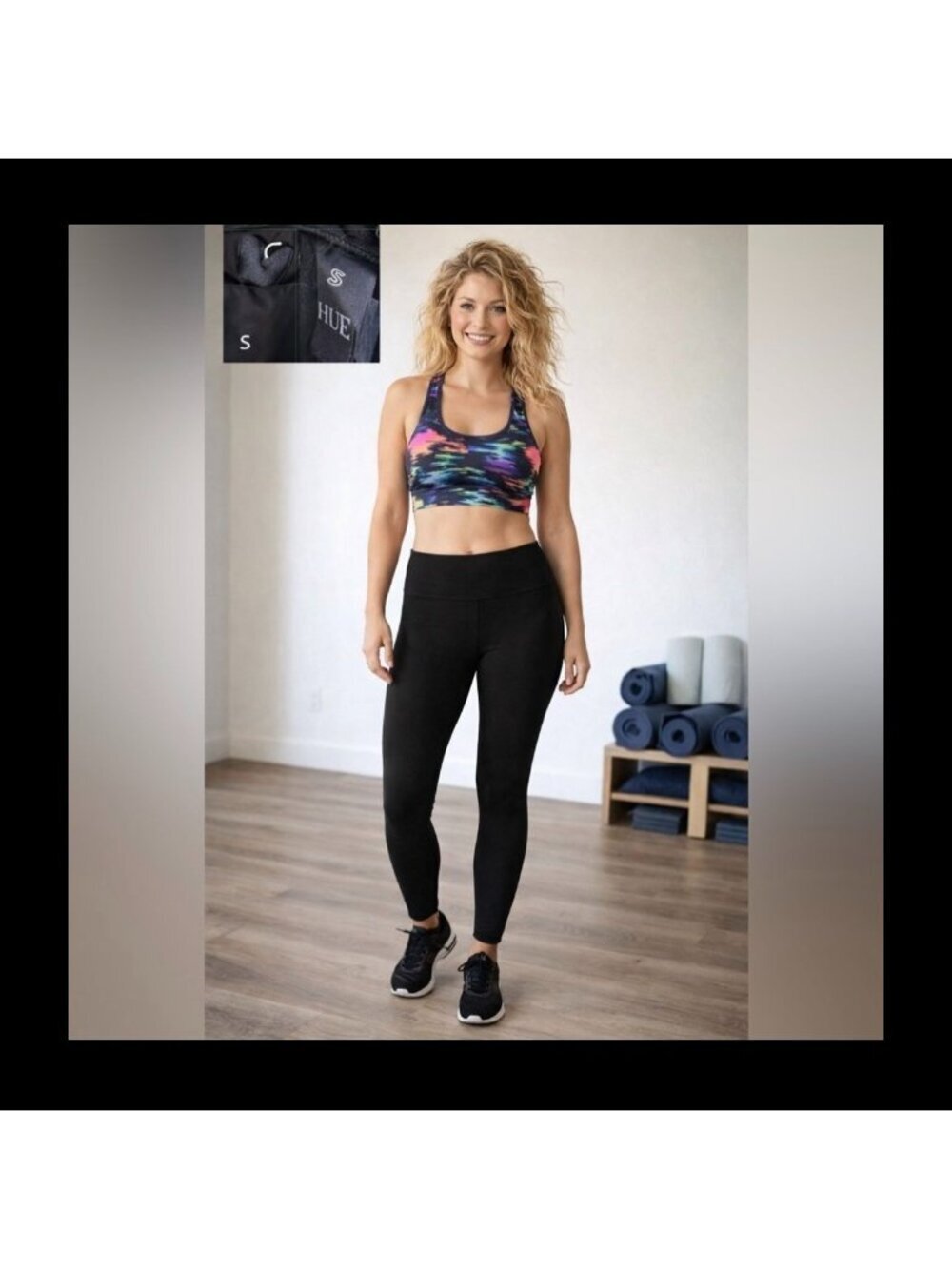 Hue Black High-Waisted Cotton Blend Leggings Small
